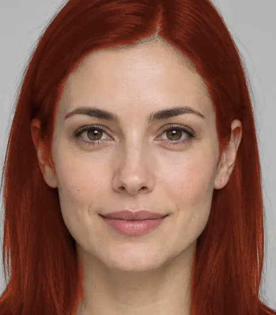 Auburn hair color preview from the AI hair dye filter
