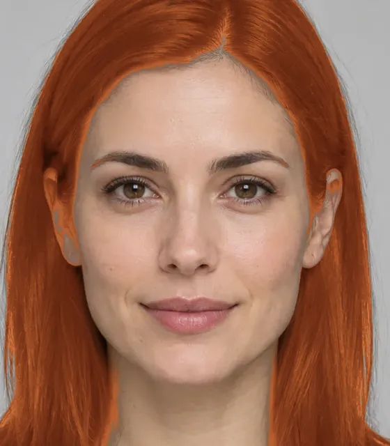 Copper hair color preview from the AI hair dye filter